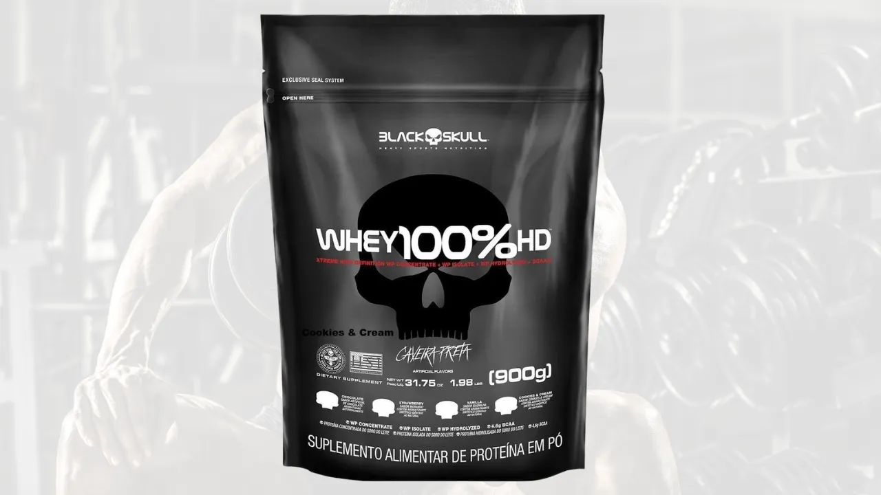 Whey 100% Hd - 900G Refil Cookies e Cream, Black Skull