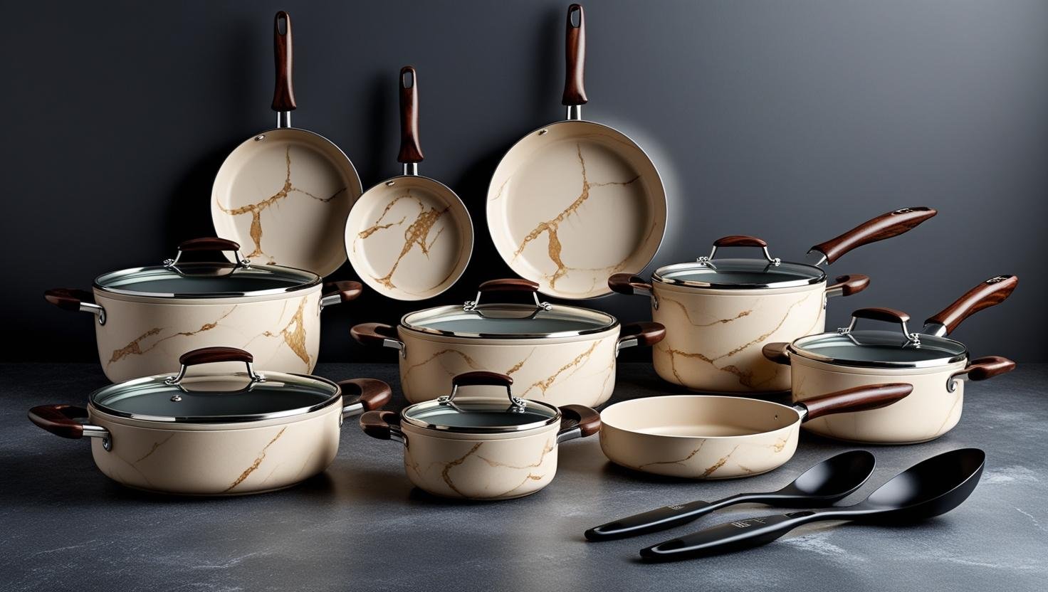 Jogo de Panelas Mimo Style 10 Peças com antiaderência cerâmica e cabos estilo madeira